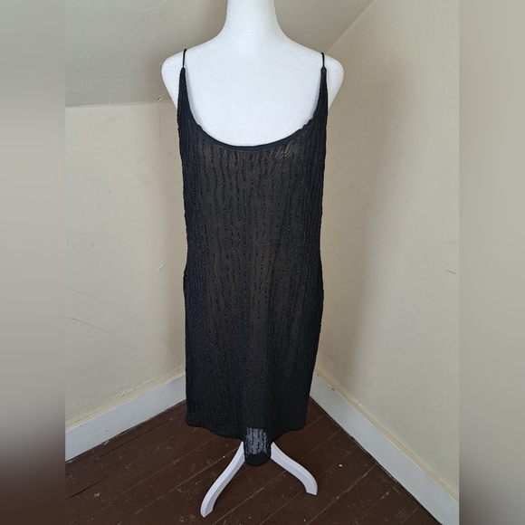 En Francais By Huey Waltzer Beaded Cocktail Black Dress Size 12 - Picture 2 of 14